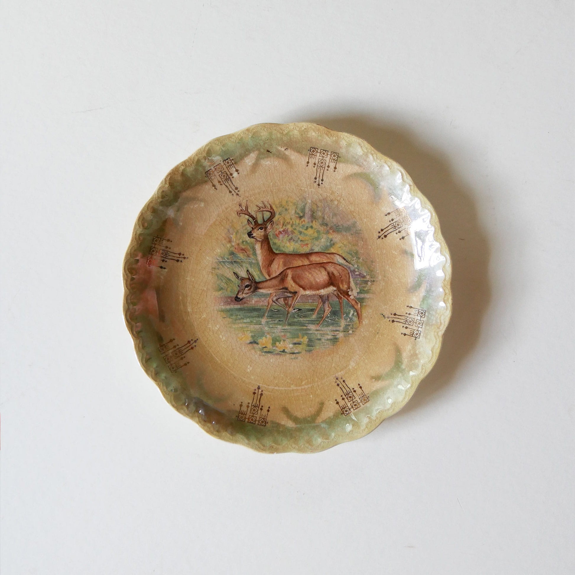 Antique Deer Transferware Plate, Antique Woodland decorative Plate, Vintage Deer Plate, Deer Plate Wall, Woodland Plate Wall, Farmhouse Plate Wall