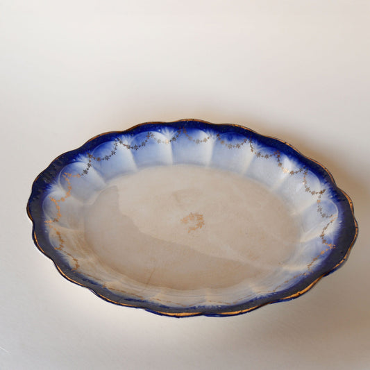 Antique La Francaise Flow Blue Platter, Antique Blue Platter, Vintage Blue Platter, Vintage Blue Flow Serving Platter, Anique Blue Flow Platter, Vintage Kitchen Decor