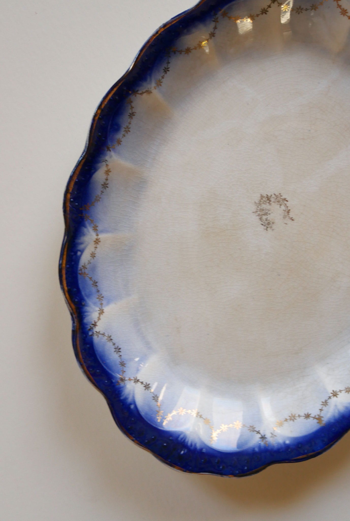 Antique La Francaise Flow Blue Platter, Antique Blue Platter, Vintage Blue Platter, Vintage Blue Flow Serving Platter, Anique Blue Flow Platter, Vintage Kitchen Decor