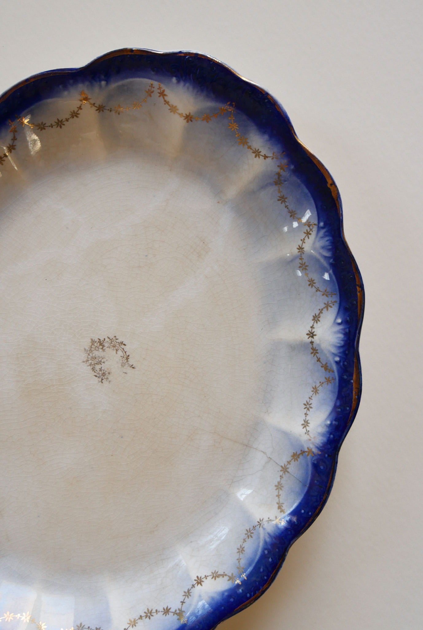 Antique La Francaise Flow Blue Platter, Antique Blue Platter, Vintage Blue Platter, Vintage Blue Flow Serving Platter, Anique Blue Flow Platter, Vintage Kitchen Decor