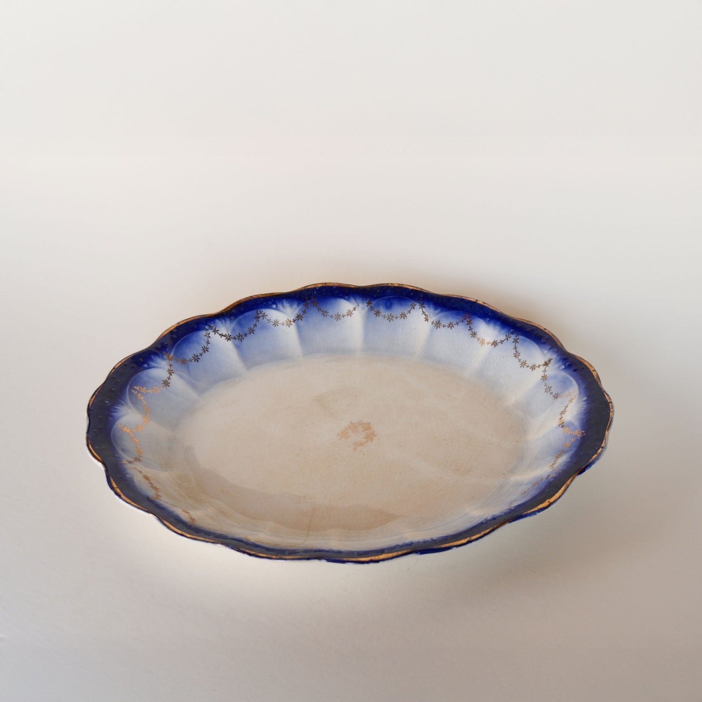Antique La Francaise Flow Blue Platter, Antique Blue Platter, Vintage Blue Platter, Vintage Blue Flow Serving Platter, Anique Blue Flow Platter, Vintage Kitchen Decor