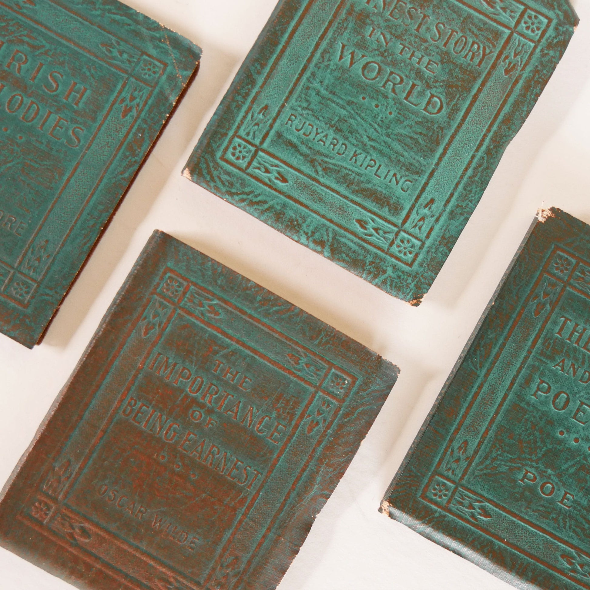Antique-Little-Leather-Library-Green-Leatherette-Mini-Book-Collection, Mini Vintage Book Collection, Vintage Little Leather Library Book Collection, Mini Apothecary Books, Vintage Apothecary Decor