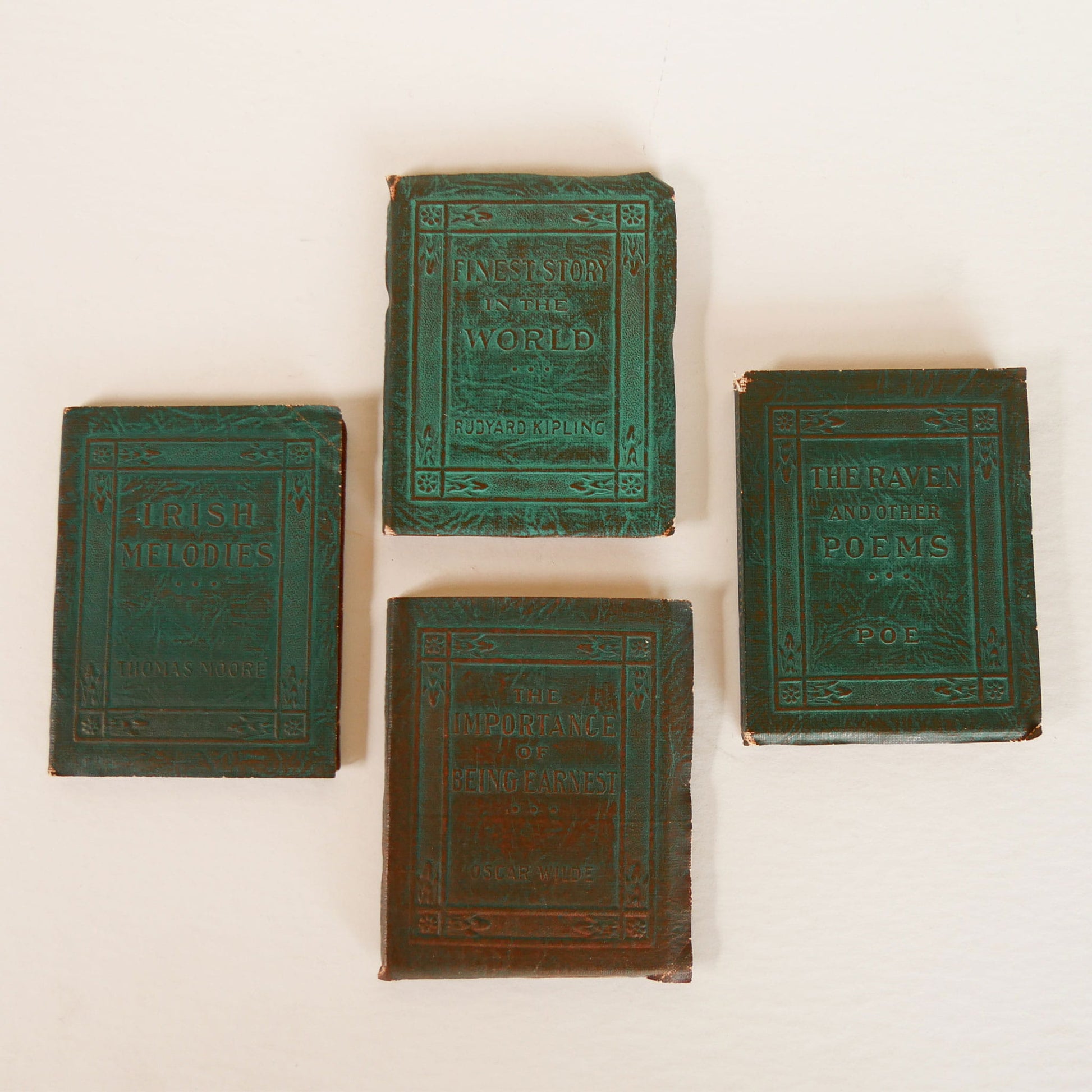 Antique-Little-Leather-Library-Green-Leatherette-Mini-Book-Collection, Mini Vintage Book Collection, Vintage Little Leather Library Book Collection, Mini Apothecary Books, Vintage Apothecary Decor