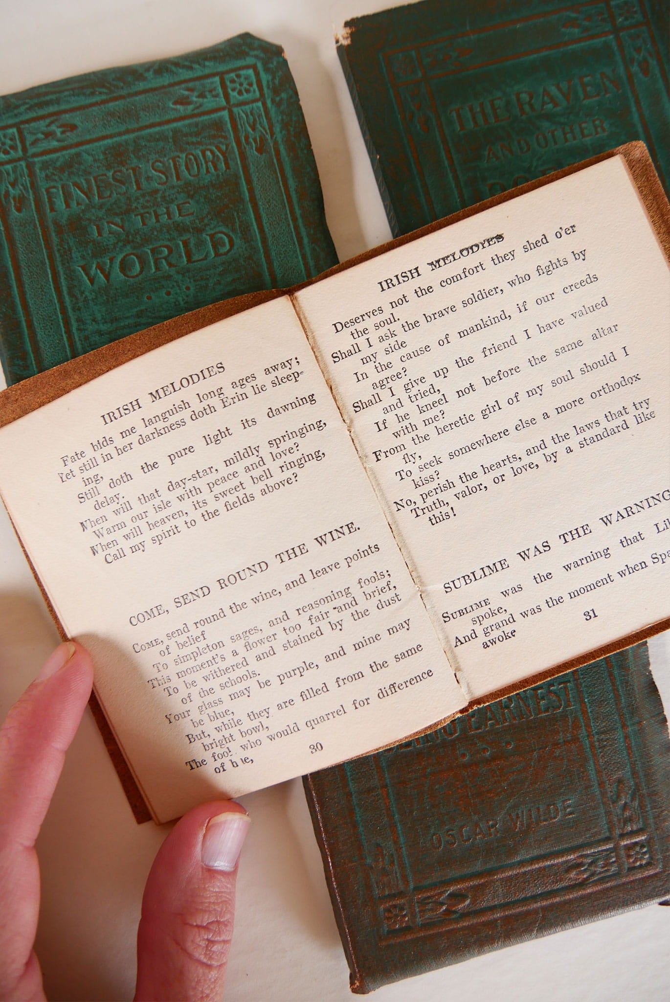 Antique-Little-Leather-Library-Green-Leatherette-Mini-Book-Collection, Mini Vintage Book Collection, Vintage Little Leather Library Book Collection, Mini Apothecary Books, Vintage Apothecary Decor
