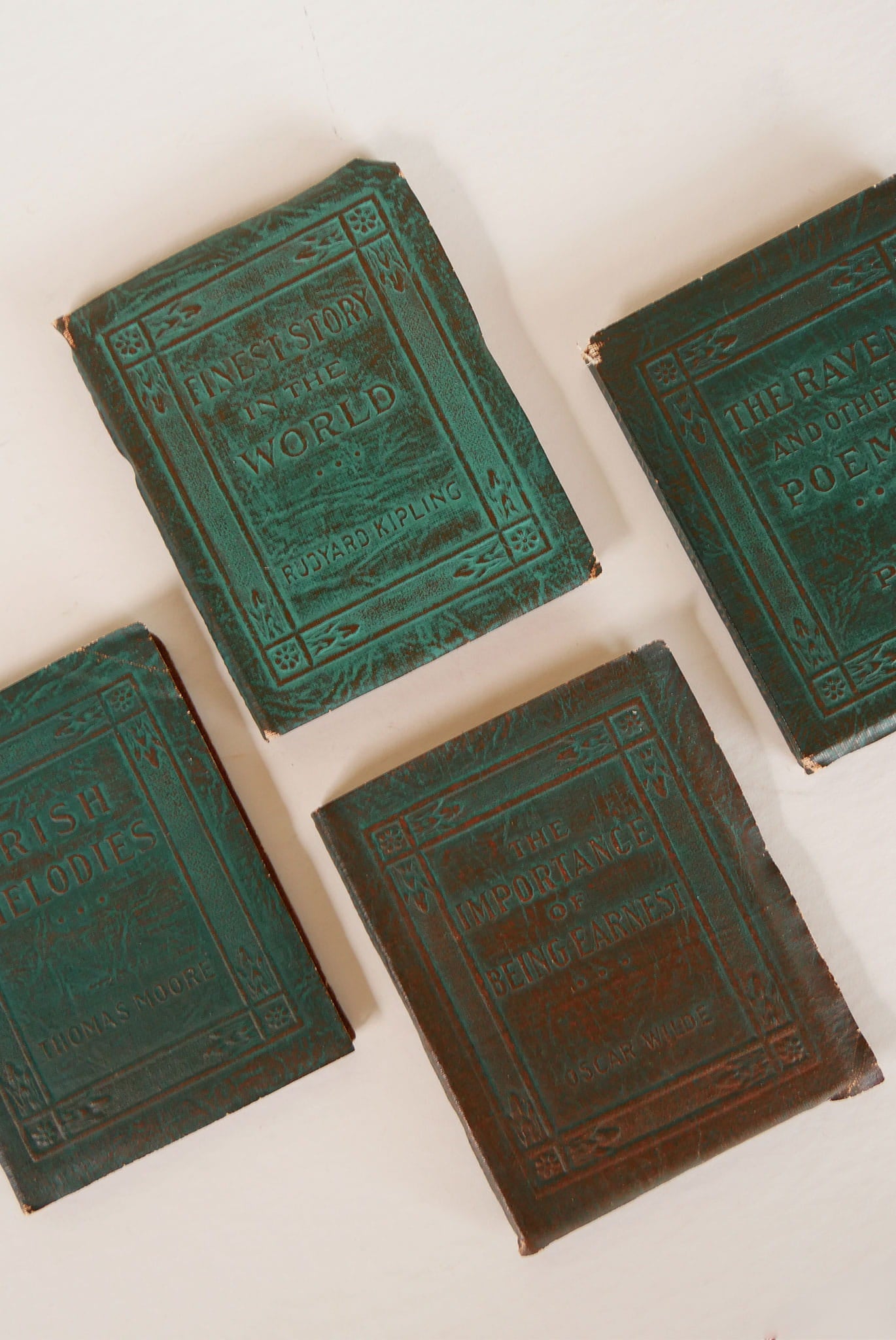 Antique-Little-Leather-Library-Green-Leatherette-Mini-Book-Collection, Mini Vintage Book Collection, Vintage Little Leather Library Book Collection, Mini Apothecary Books, Vintage Apothecary Decor