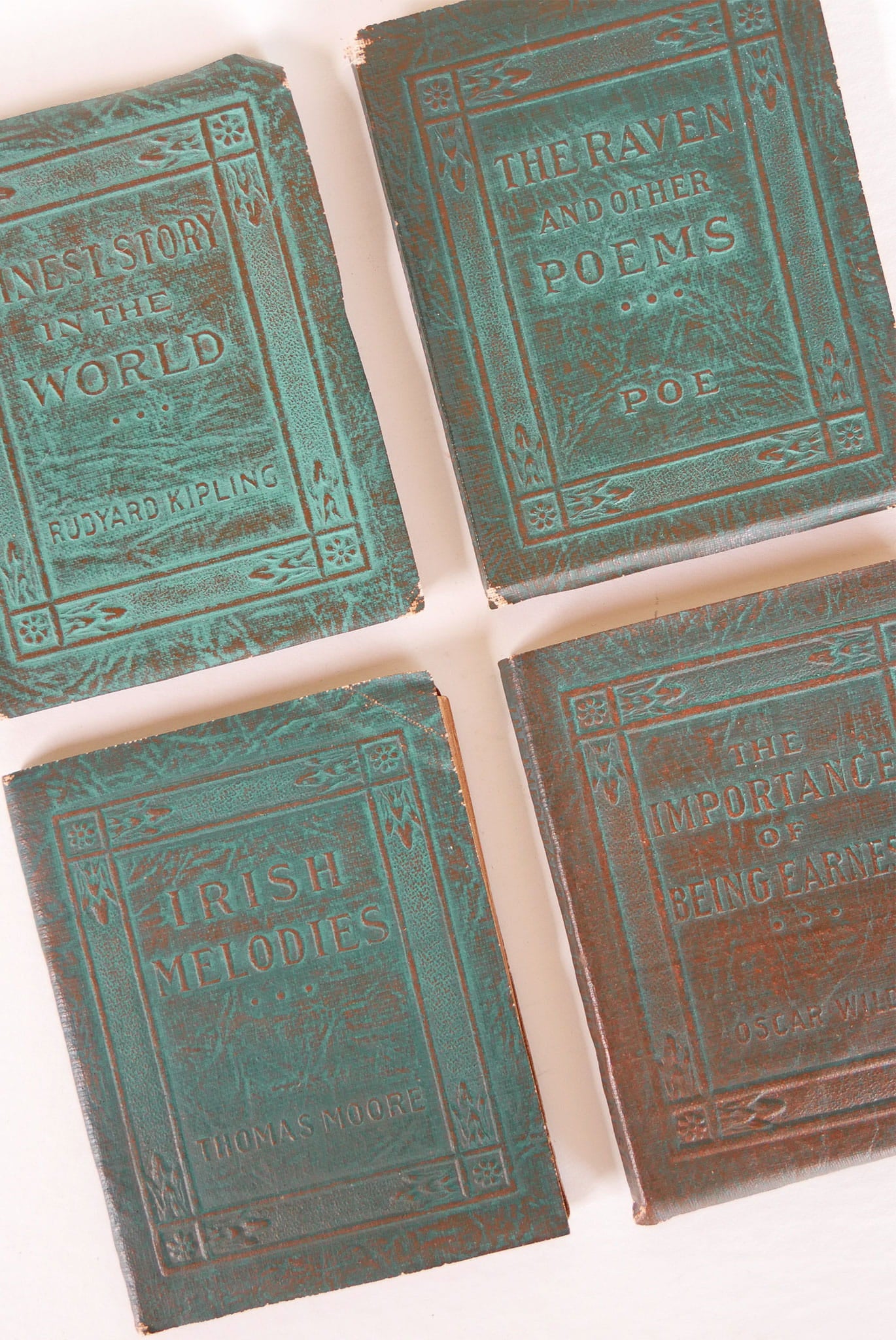 Antique-Little-Leather-Library-Green-Leatherette-Mini-Book-Collection, Mini Vintage Book Collection, Vintage Little Leather Library Book Collection, Mini Apothecary Books, Vintage Apothecary Decor