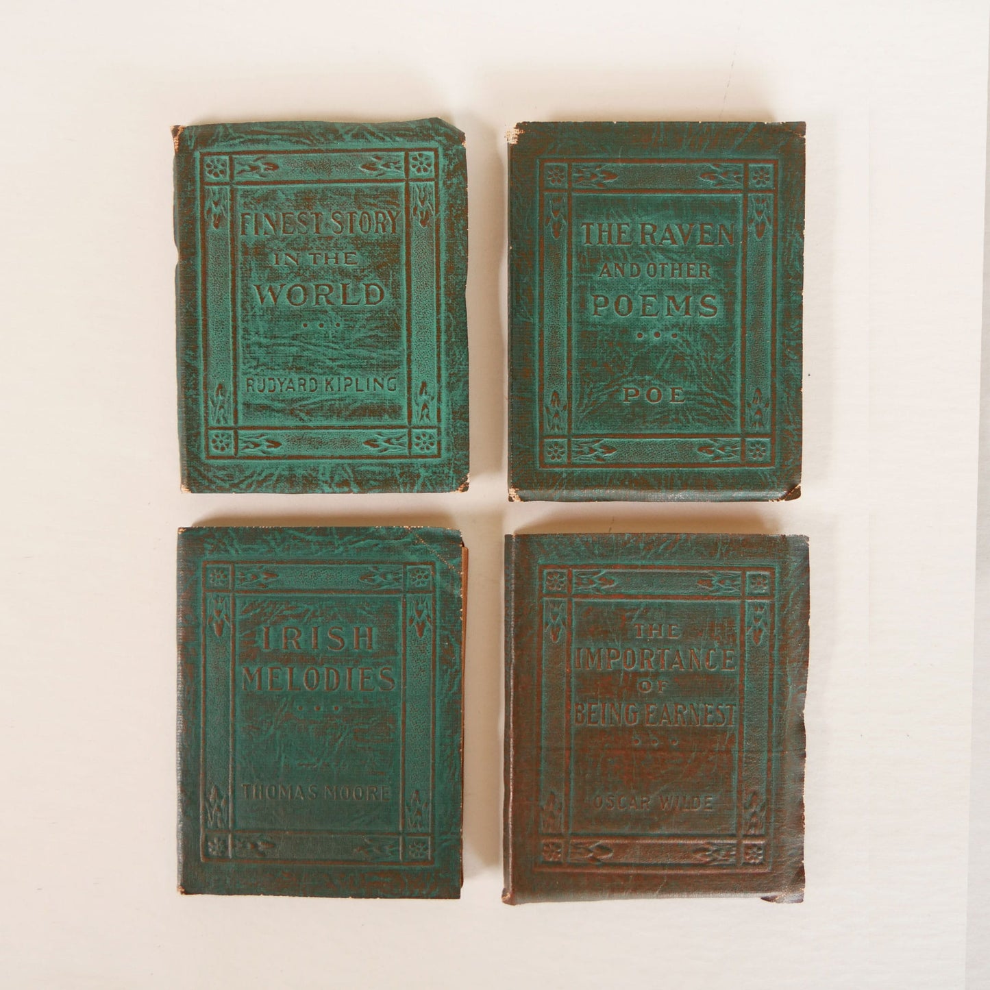 Antique-Little-Leather-Library-Green-Leatherette-Mini-Book-Collection, Mini Vintage Book Collection, Vintage Little Leather Library Book Collection, Mini Apothecary Books, Vintage Apothecary Decor