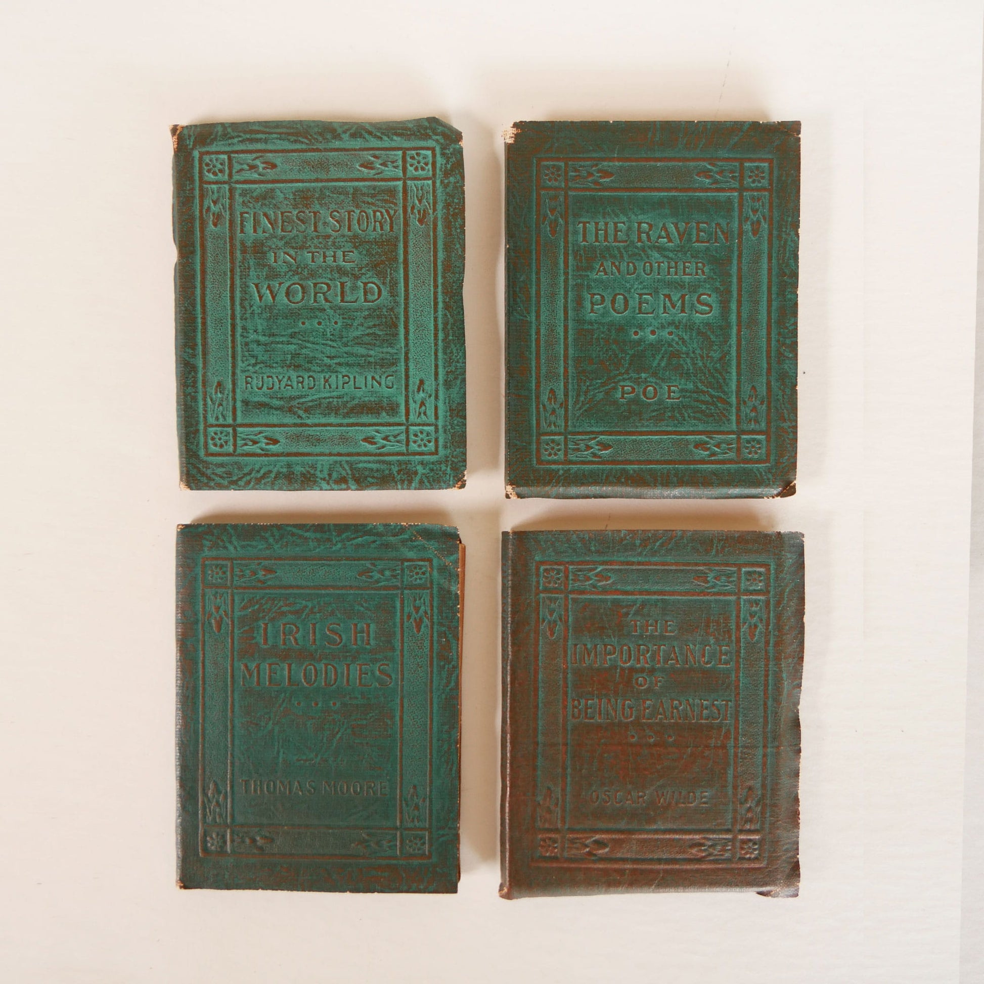 Antique-Little-Leather-Library-Green-Leatherette-Mini-Book-Collection, Mini Vintage Book Collection, Vintage Little Leather Library Book Collection, Mini Apothecary Books, Vintage Apothecary Decor