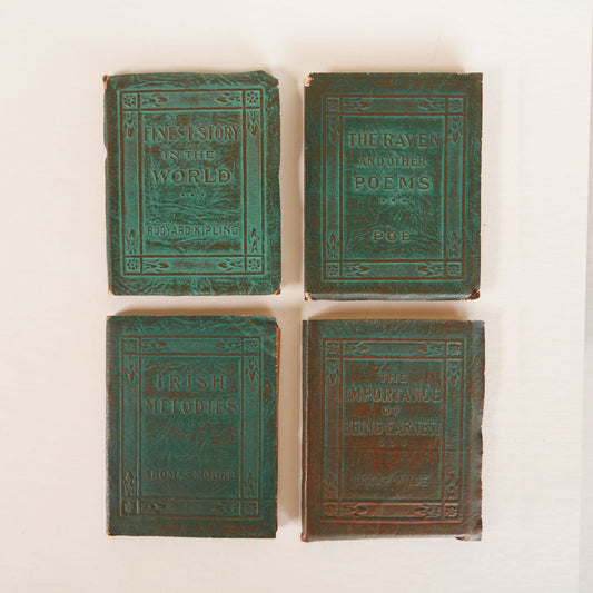 Antique-Little-Leather-Library-Green-Leatherette-Mini-Book-Collection, Mini Vintage Book Collection, Vintage Little Leather Library Book Collection, Mini Apothecary Books, Vintage Apothecary Decor