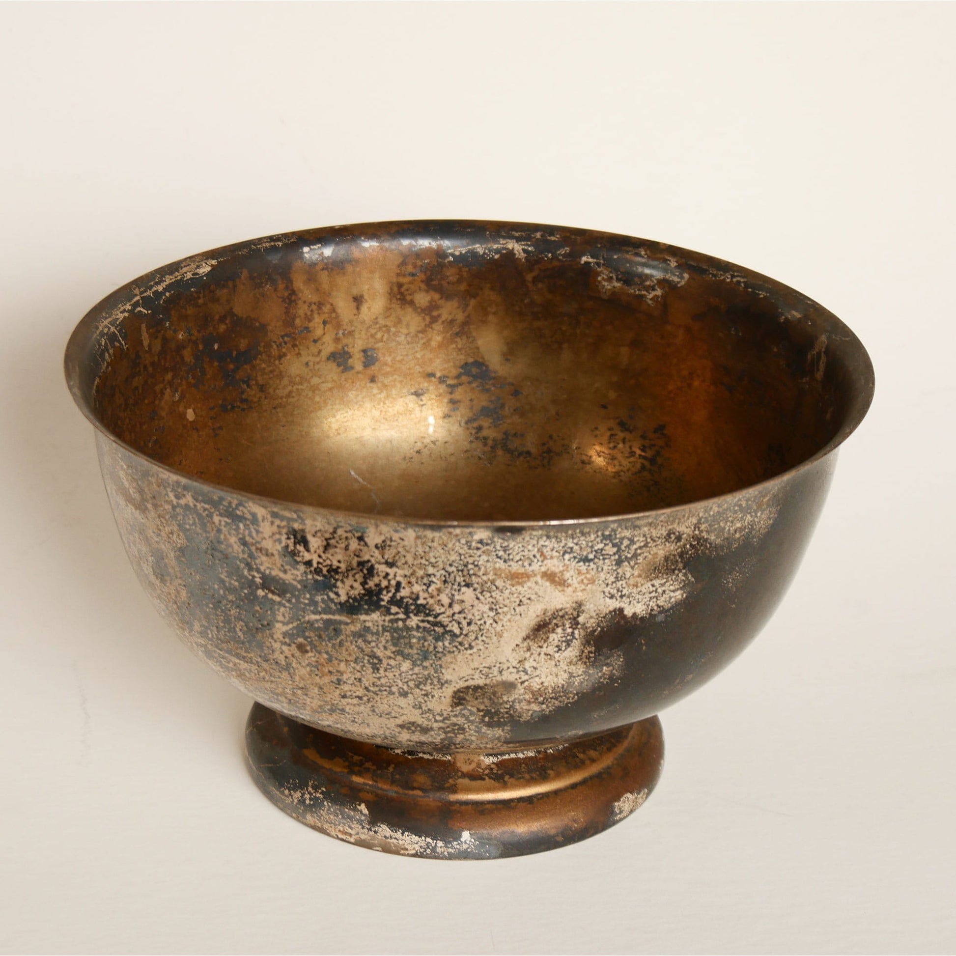 Vintage Sheridan Silver Co. Paul Revere Pedestal Bowl, Silver on Copper, Silver Copper Bowl, Vintage Heavy Patina Pedestal Bowl, Vintage Colonial BOwl, Vintage Colonial Decor