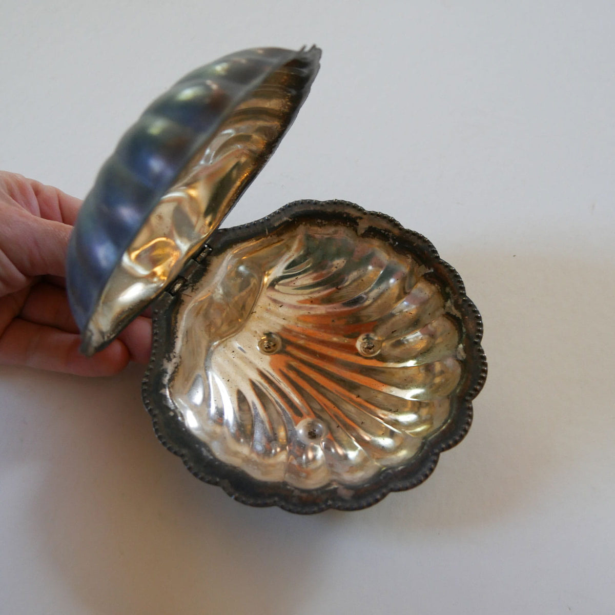 Antique Silver-Plated Clam Sheel Soap Dish, Vintage Clam Shell Dish, Vintage Silver Clam Shell Dish, Antique Soap Dish, Antique Shell Soap Dish, Vintage Nautical Decor, Antique Nautical Decor