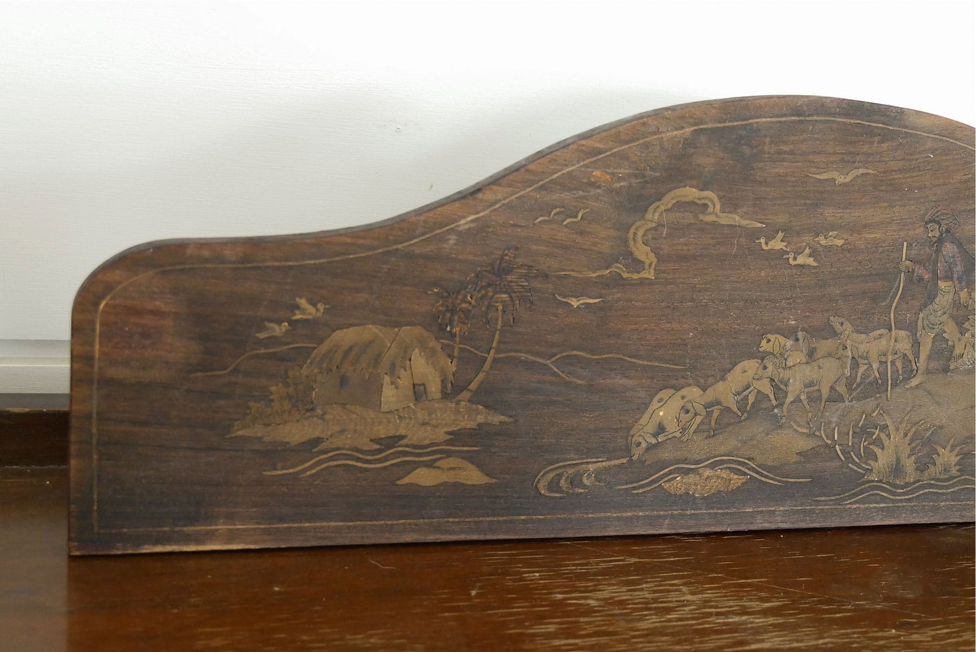 Chinoiserie Style Wood Panel Wall Decor, Asian Wood Wall Decor, Chinoiserie Wood Wall Decor, Sherpherd and Flock Wood Wall Decor, Vintage Chinoiserie Wood Wall DEcor, Antique Chinoiserie Wood Wall DEcor
