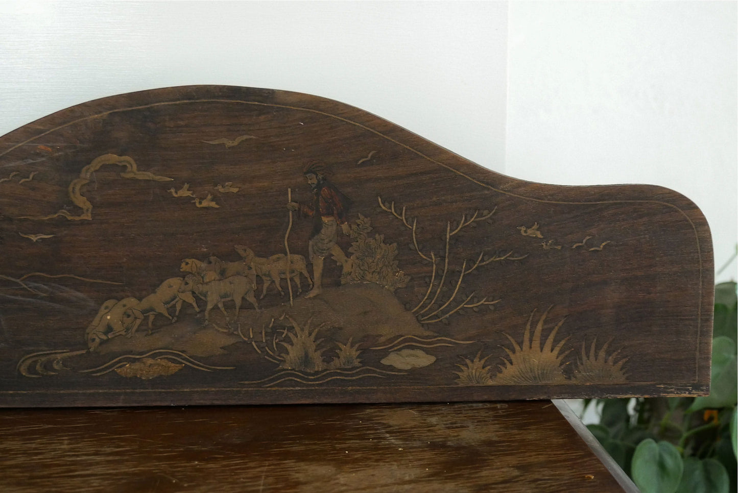 Chinoiserie Style Wood Panel Wall Decor, Asian Wood Wall Decor, Chinoiserie Wood Wall Decor, Sherpherd and Flock Wood Wall Decor, Vintage Chinoiserie Wood Wall DEcor, Antique Chinoiserie Wood Wall DEcor