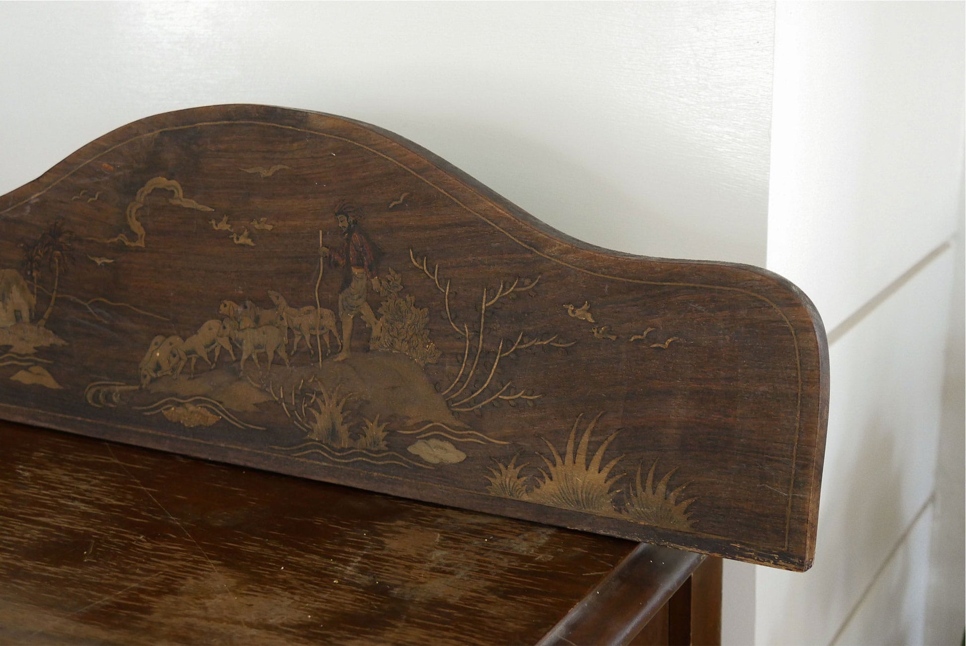 Chinoiserie Style Wood Panel Wall Decor, Asian Wood Wall Decor, Chinoiserie Wood Wall Decor, Sherpherd and Flock Wood Wall Decor, Vintage Chinoiserie Wood Wall DEcor, Antique Chinoiserie Wood Wall DEcor