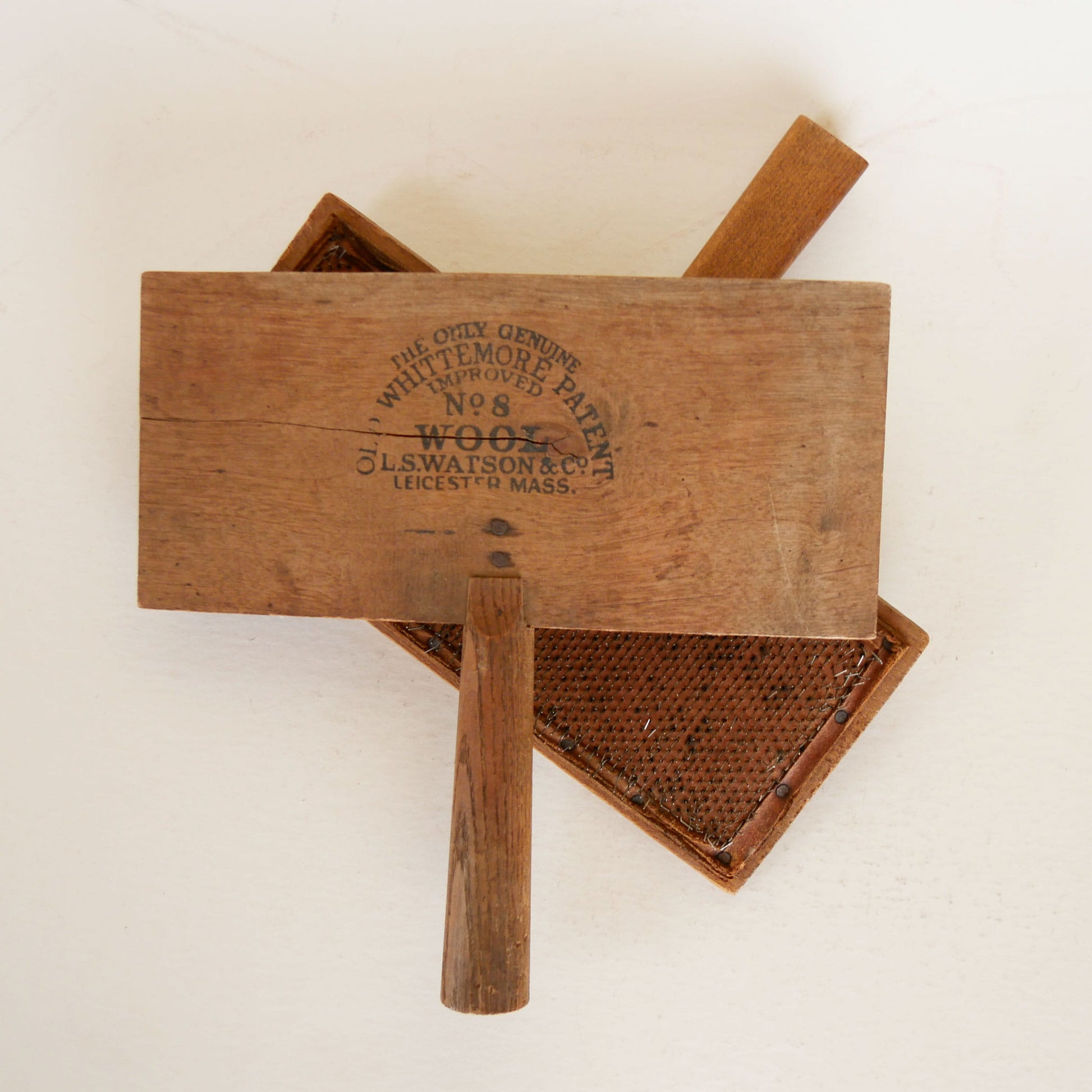 Vintage Whittemore No 8 Patent Sheep Wool Carders Brushes, Primitive Sheep Brush, Vintage SHeep Brush, Vintage Wood Brush, Antique Sheep Brush, Antique Wood Brush, Primitive Wood Brush, Primitive Decor