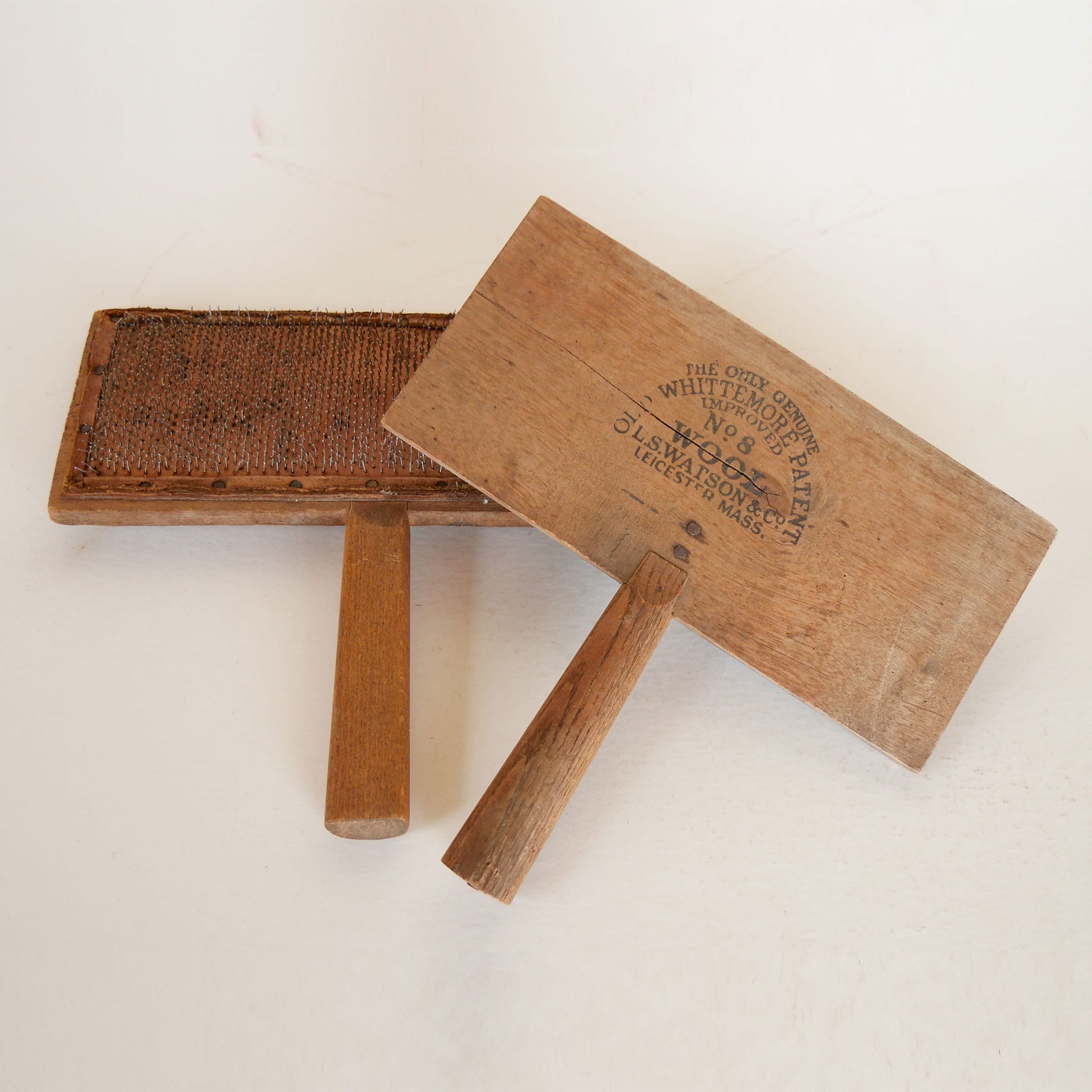 Vintage Whittemore No 8 Patent Sheep Wool Carders Brushes, Primitive Sheep Brush, Vintage SHeep Brush, Vintage Wood Brush, Antique Sheep Brush, Antique Wood Brush, Primitive Wood Brush, Primitive Decor