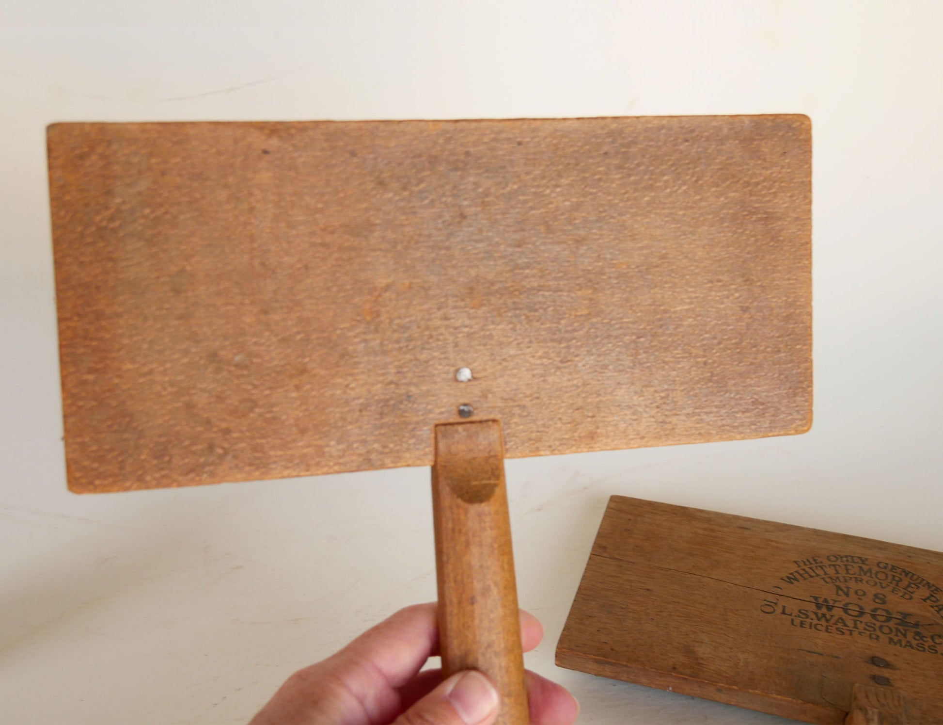 Vintage Whittemore No 8 Patent Sheep Wool Carders Brushes, Primitive Sheep Brush, Vintage SHeep Brush, Vintage Wood Brush, Antique Sheep Brush, Antique Wood Brush, Primitive Wood Brush, Primitive Decor