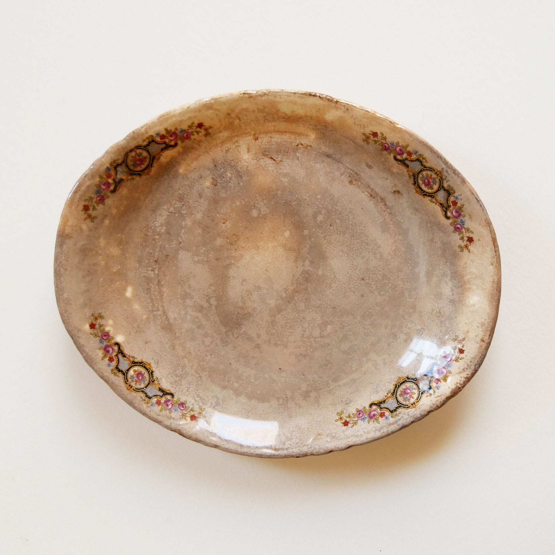 Antique Oval Platter with Floral Design, Antique Platter, Vintage Platter, Vintage Floral Platter, Antique Floral Platter, Antique Crazed Platter, Vintage Wall Decor, Antique Platter Wall Decor