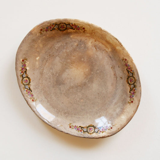 Antique Oval Platter with Floral Design, Antique Platter, Vintage Platter, Vintage Floral Platter, Antique Floral Platter, Antique Crazed Platter, Vintage Wall Decor, Antique Platter Wall Decor