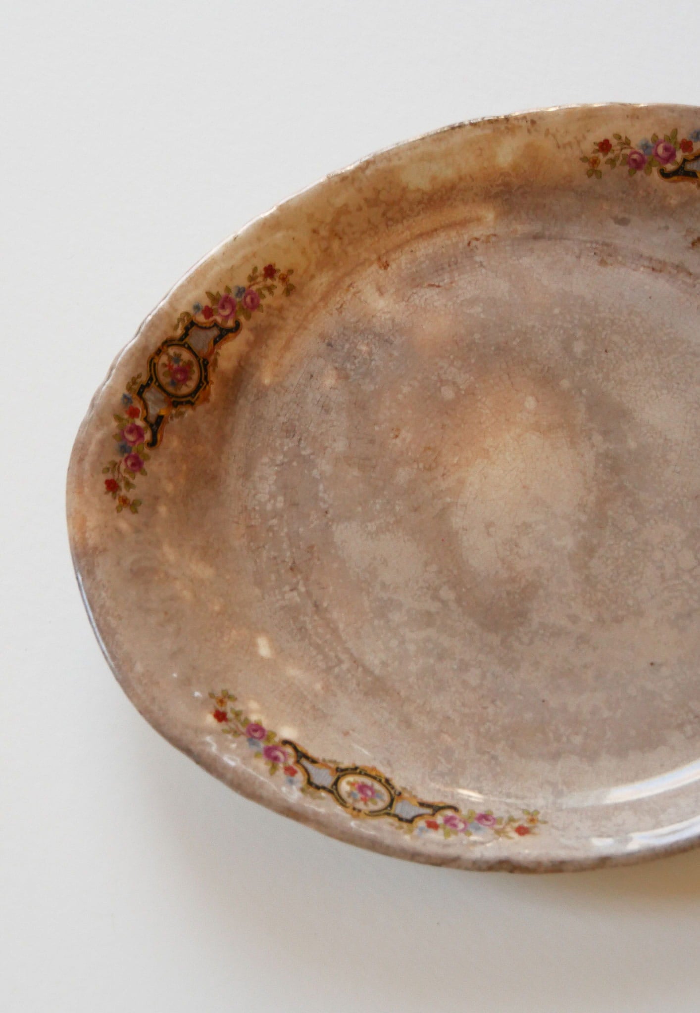 Antique Oval Platter with Floral Design, Antique Platter, Vintage Platter, Vintage Floral Platter, Antique Floral Platter, Antique Crazed Platter, Vintage Wall Decor, Antique Platter Wall Decor