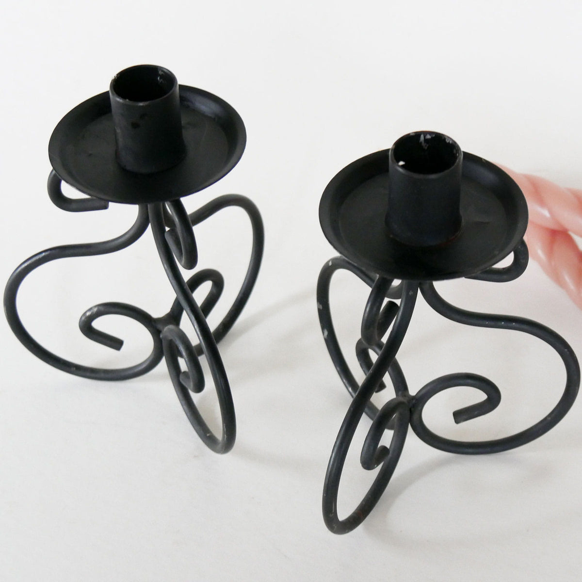 Black Metal Candlestick Holders, Vintage Metal Candle Holder, VIntage Metal Candlestick Decor, Vintage Ornate metal Candleholders