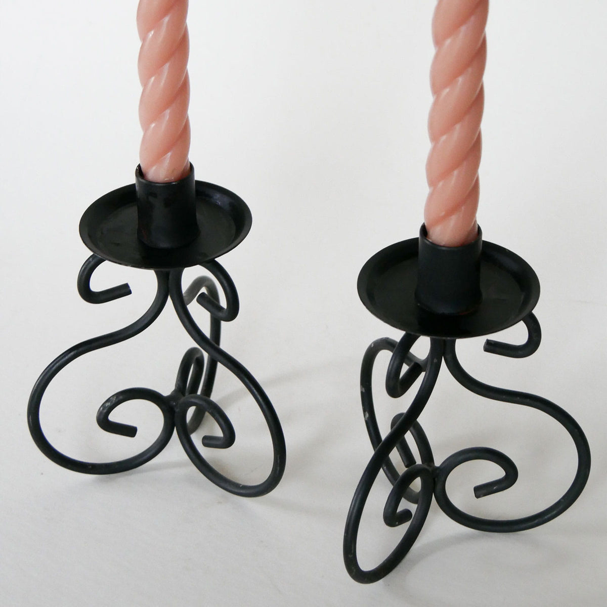 Black Metal Candlestick Holders, Vintage Metal Candle Holder, VIntage Metal Candlestick Decor, Vintage Ornate metal Candleholders
