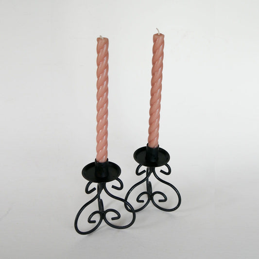 Black Metal Candlestick Holders, Vintage Metal Candle Holder, VIntage Metal Candlestick Decor, Vintage Ornate metal Candleholders