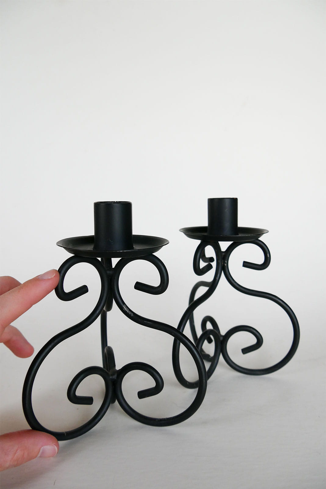 Black Metal Candlestick Holders, Vintage Metal Candle Holder, VIntage Metal Candlestick Decor, Vintage Ornate metal Candleholders