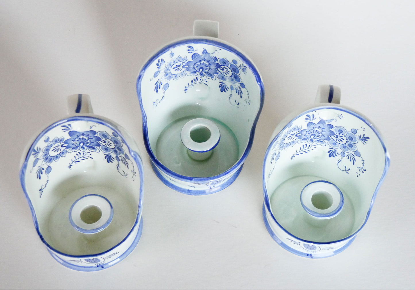 VIntage Blue and White Delft Candle Holder Collection, Folk Candleholders, Fold Candlesick Holder, Vintage Blue Chamber Candlesholders, Vintage Folk Decor, Delft Candle Holders, Vintage Home Decor, Vintage Cottage Decor