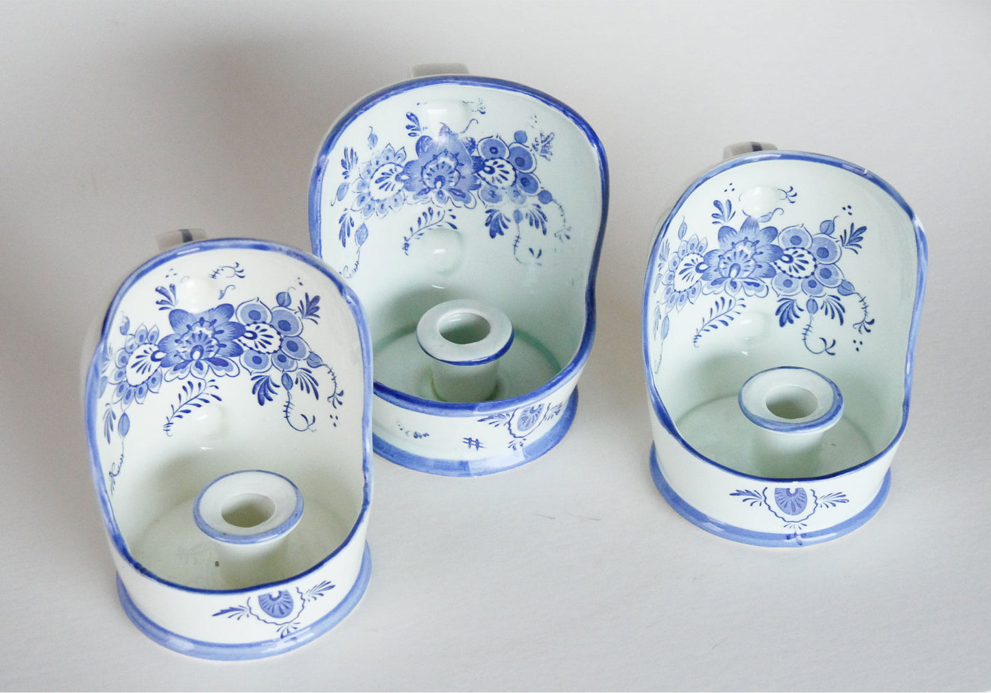 VIntage Blue and White Delft Candle Holder Collection, Folk Candleholders, Fold Candlesick Holder, Vintage Blue Chamber Candlesholders, Vintage Folk Decor, Delft Candle Holders, Vintage Home Decor, Vintage Cottage Decor