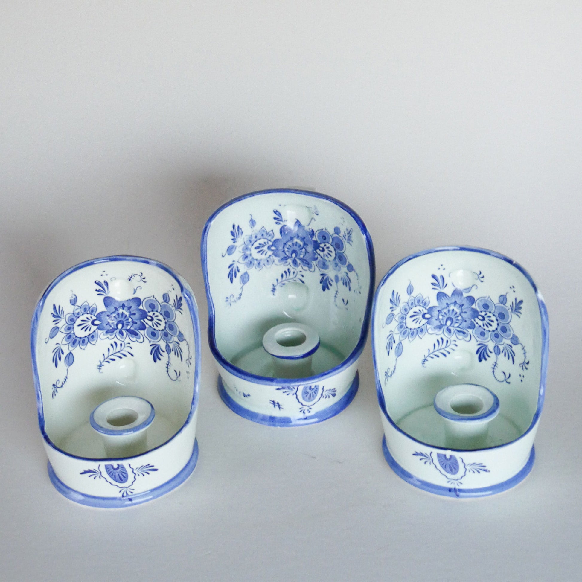 VIntage Blue and White Delft Candle Holder Collection, Folk Candleholders, Fold Candlesick Holder, Vintage Blue Chamber Candlesholders, Vintage Folk Decor, Delft Candle Holders, Vintage Home Decor, Vintage Cottage Decor