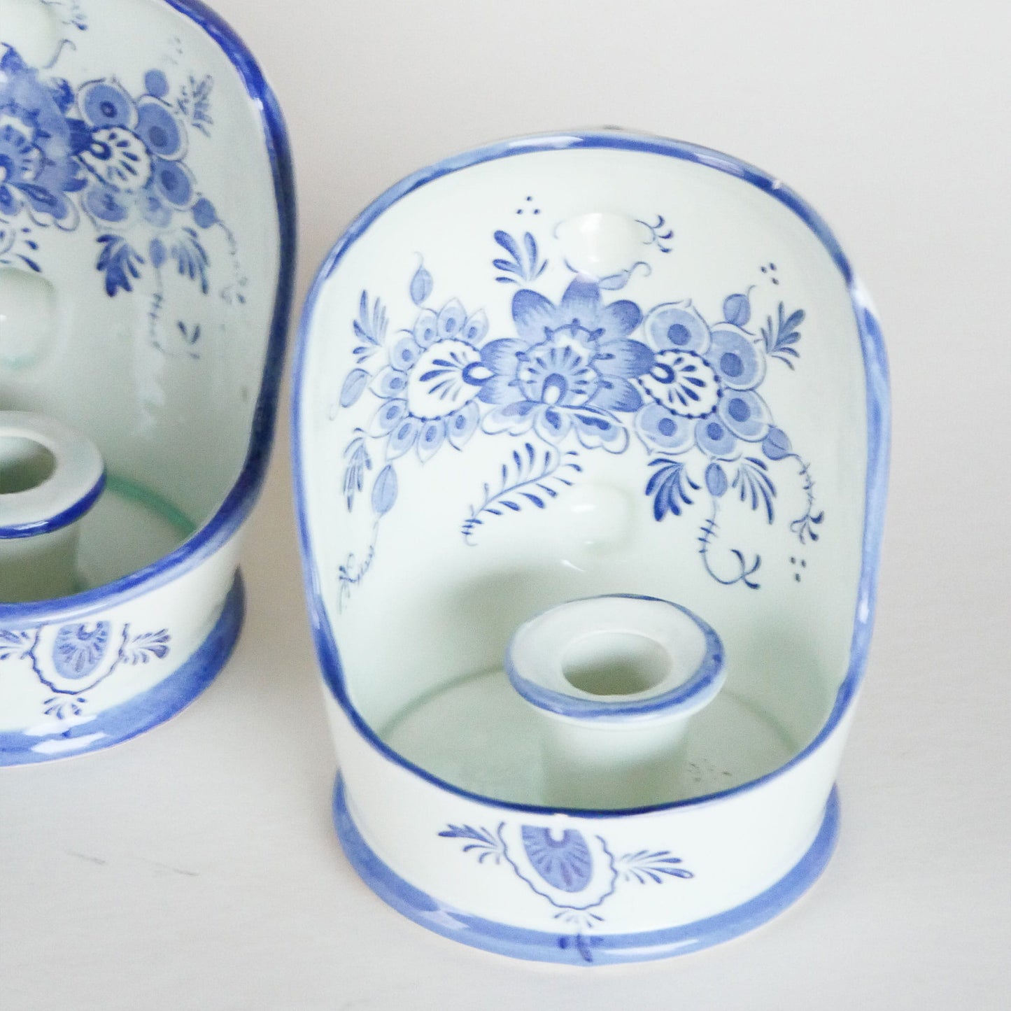VIntage Blue and White Delft Candle Holder Collection, Folk Candleholders, Fold Candlesick Holder, Vintage Blue Chamber Candlesholders, Vintage Folk Decor, Delft Candle Holders, Vintage Home Decor, Vintage Cottage Decor
