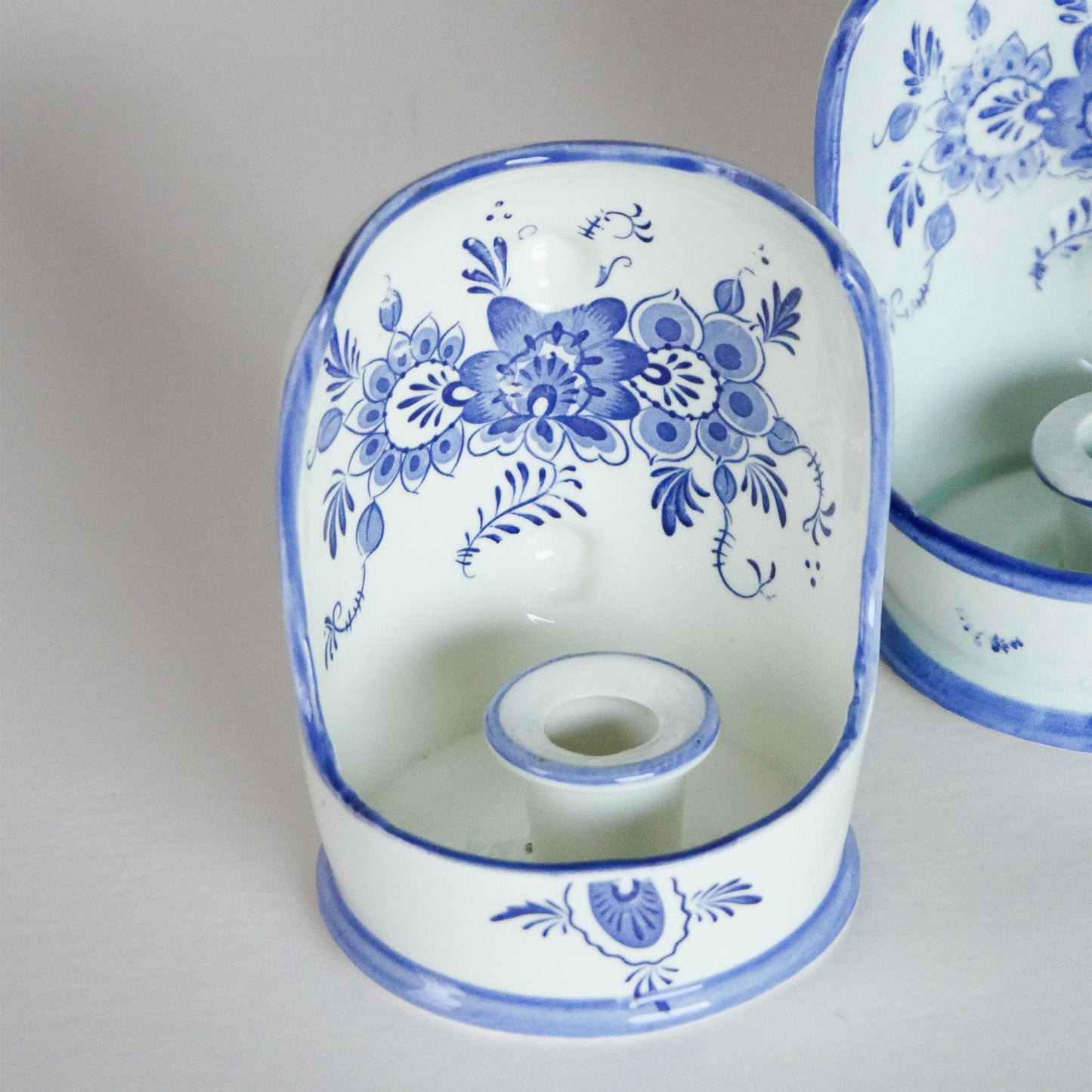 VIntage Blue and White Delft Candle Holder Collection, Folk Candleholders, Fold Candlesick Holder, Vintage Blue Chamber Candlesholders, Vintage Folk Decor, Delft Candle Holders, Vintage Home Decor, Vintage Cottage Decor