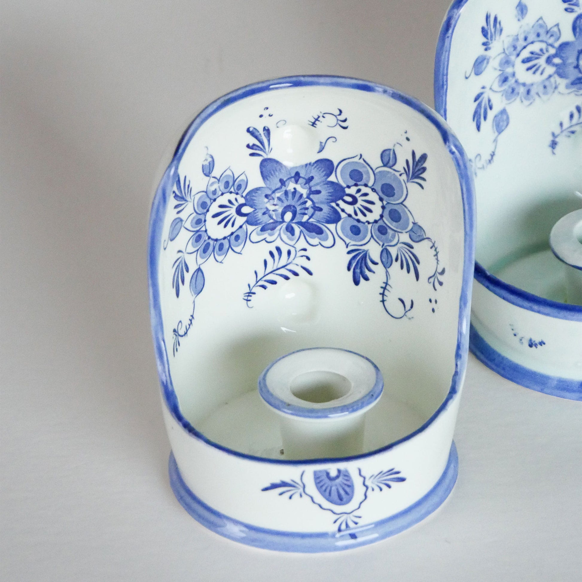 VIntage Blue and White Delft Candle Holder Collection, Folk Candleholders, Fold Candlesick Holder, Vintage Blue Chamber Candlesholders, Vintage Folk Decor, Delft Candle Holders, Vintage Home Decor, Vintage Cottage Decor