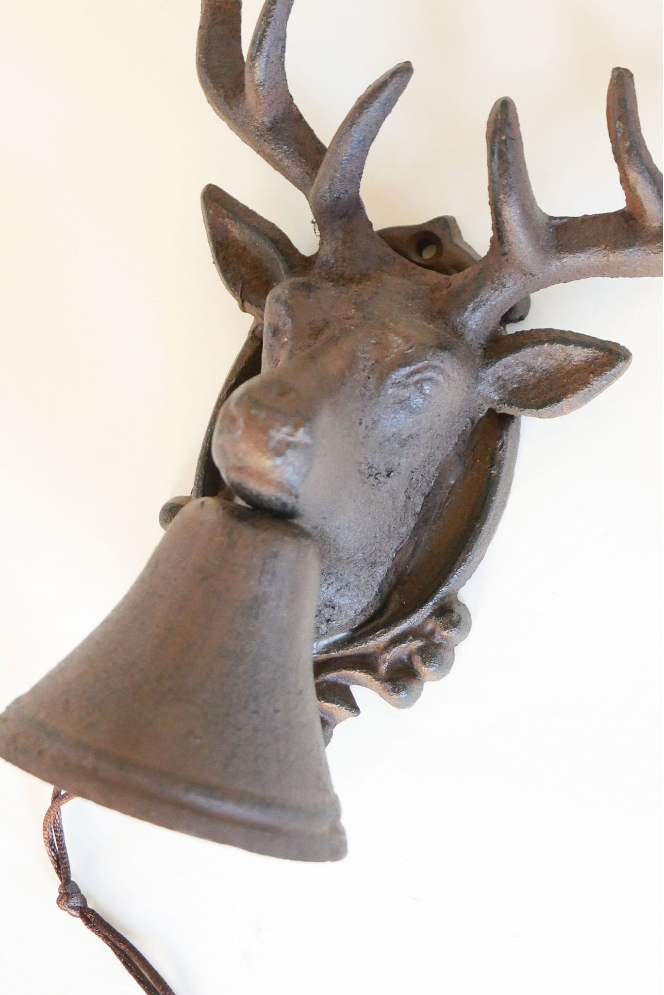 Cast Iron Deer Head Bell, Vintage Iron Buck Head Wall Decor