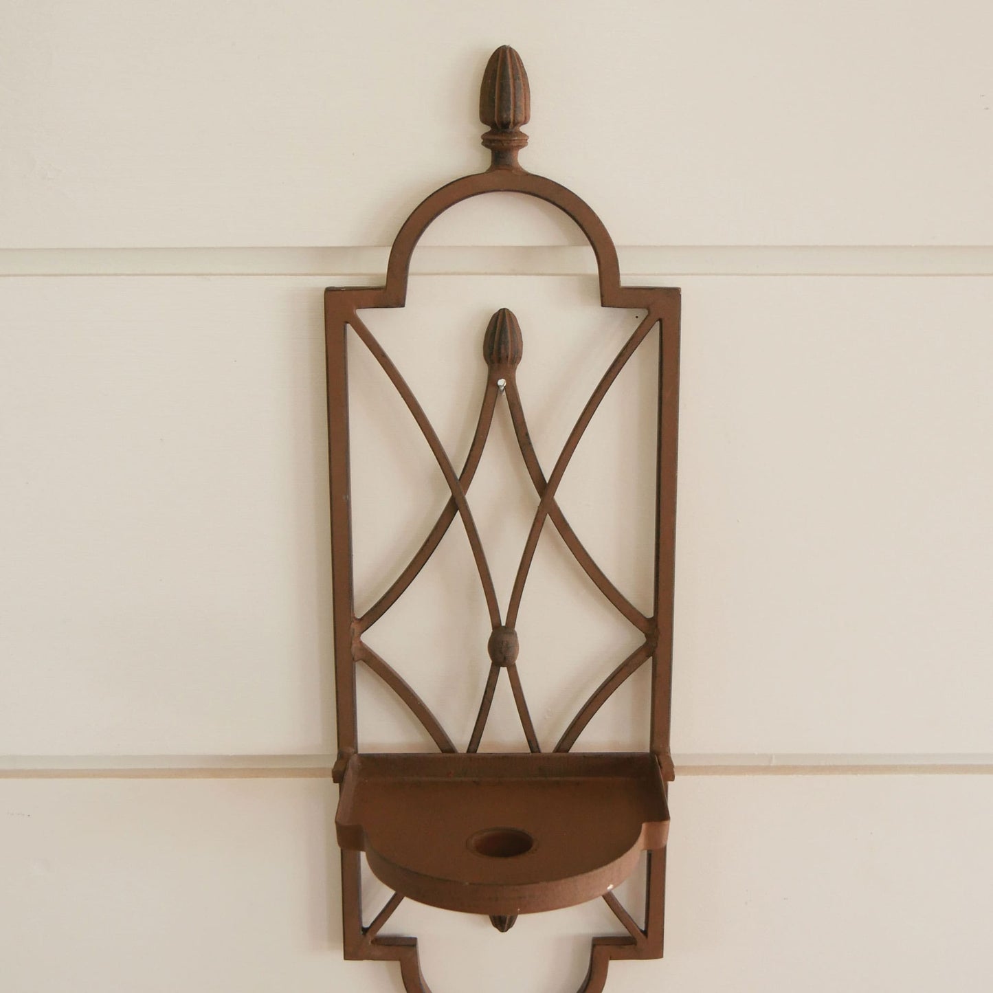 Brown Metal Wall Sconce, Metal Plant Holder Wall Sconce, Brown Metal Votive Candle Wall Sconce, Metal Wall Decor