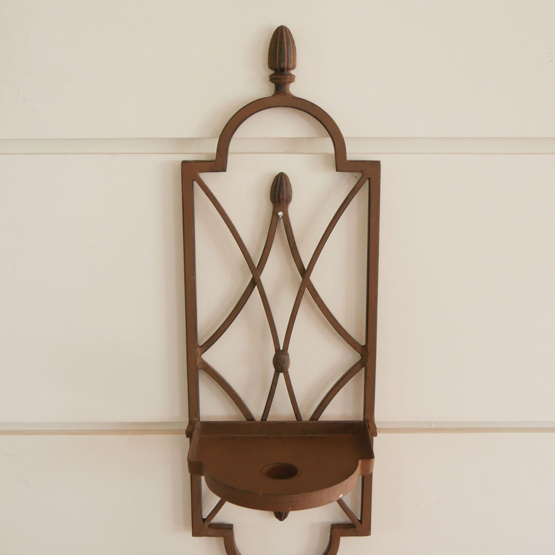 Brown Metal Wall Sconce, Metal Plant Holder Wall Sconce, Brown Metal Votive Candle Wall Sconce, Metal Wall Decor