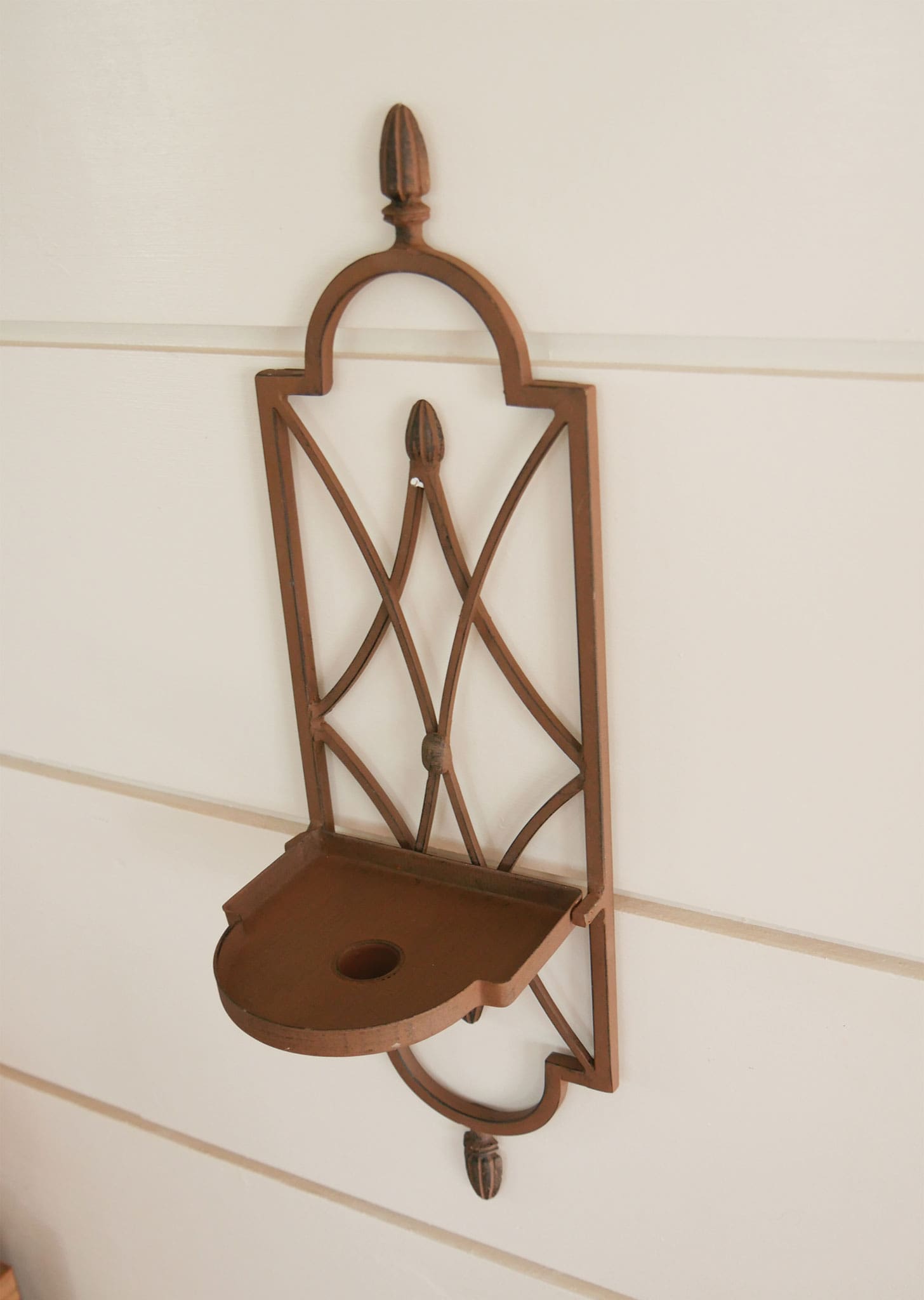 Brown Metal Wall Sconce, Metal Plant Holder Wall Sconce, Brown Metal Votive Candle Wall Sconce, Metal Wall Decor