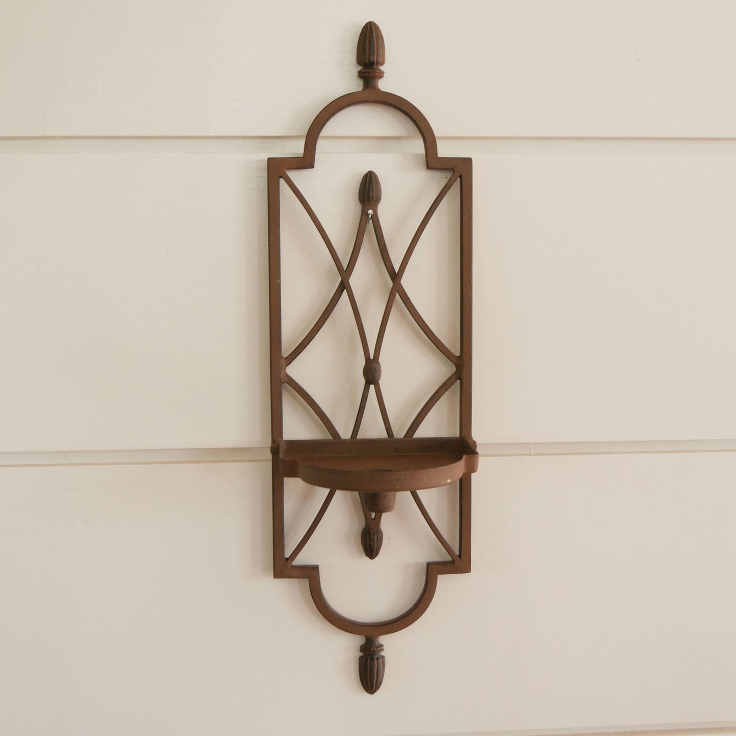 Brown Metal Wall Sconce, Metal Plant Holder Wall Sconce, Brown Metal Votive Candle Wall Sconce, Metal Wall Decor