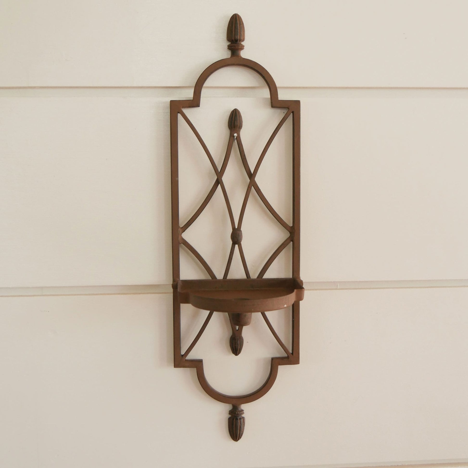 Brown Metal Wall Sconce, Metal Plant Holder Wall Sconce, Brown Metal Votive Candle Wall Sconce, Metal Wall Decor
