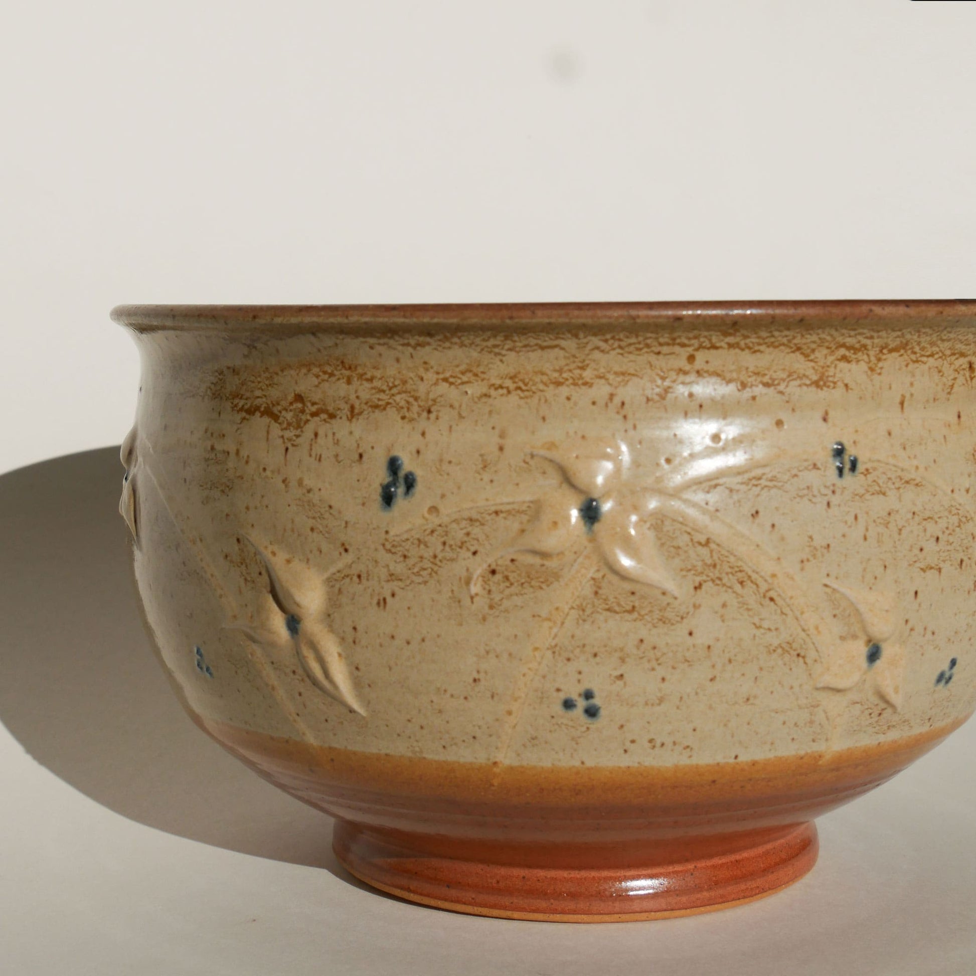 Vintage Brown and Blue Pottery Bowl Vintage Two Tone Brown Pottery Bowl