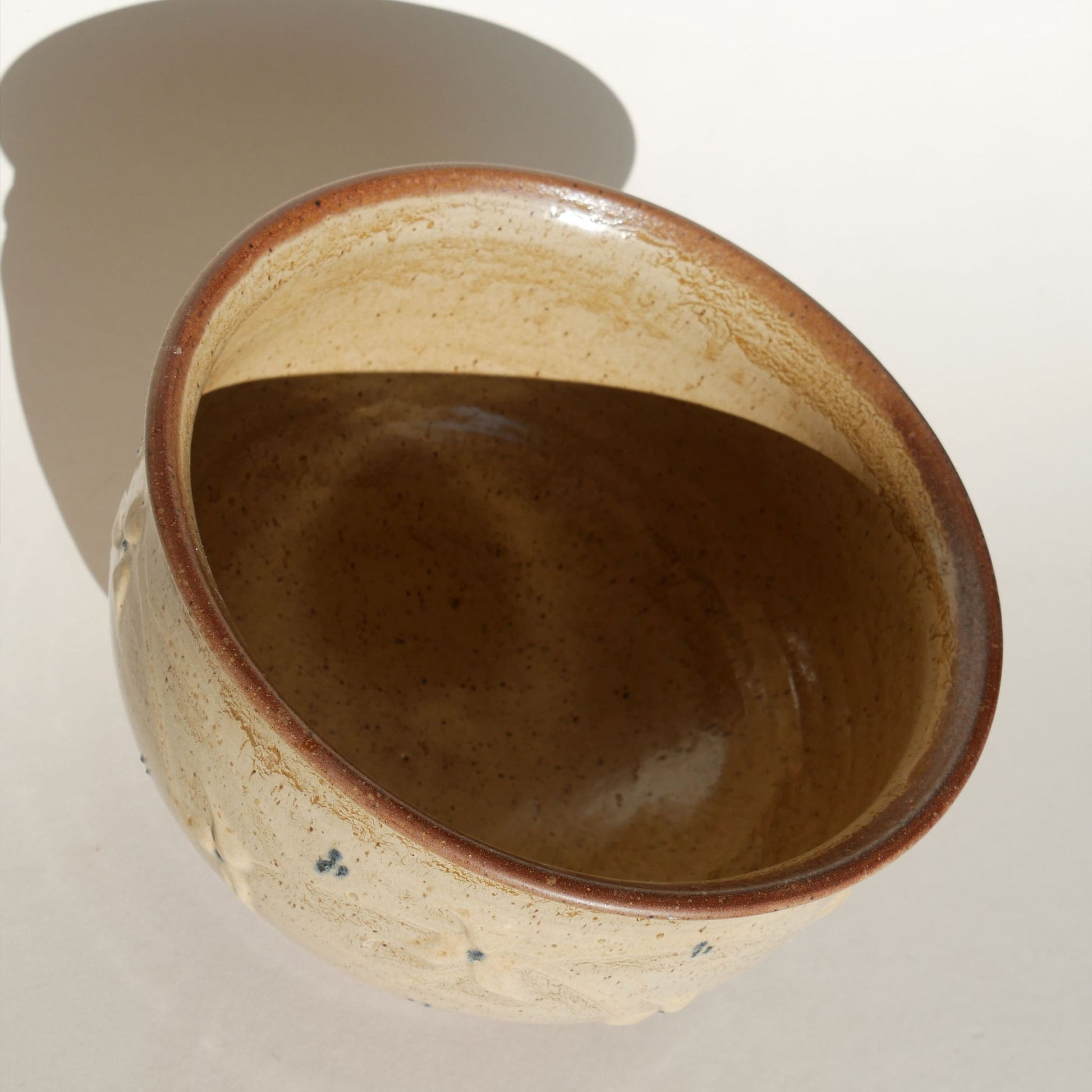 Vintage Brown and Blue Pottery Bowl Vintage Two Tone Brown Pottery Bowl