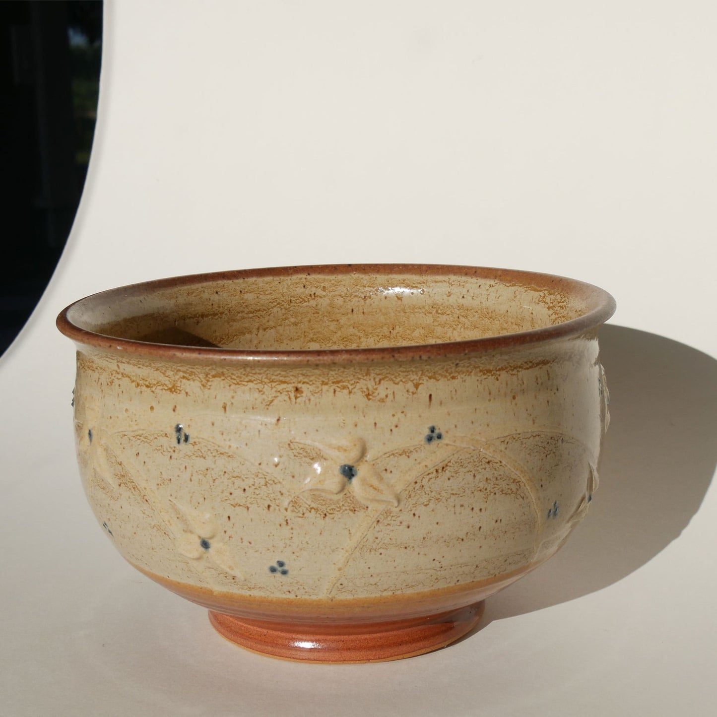 Vintage Brown and Blue Pottery Bowl Vintage Two Tone Brown Pottery Bowl