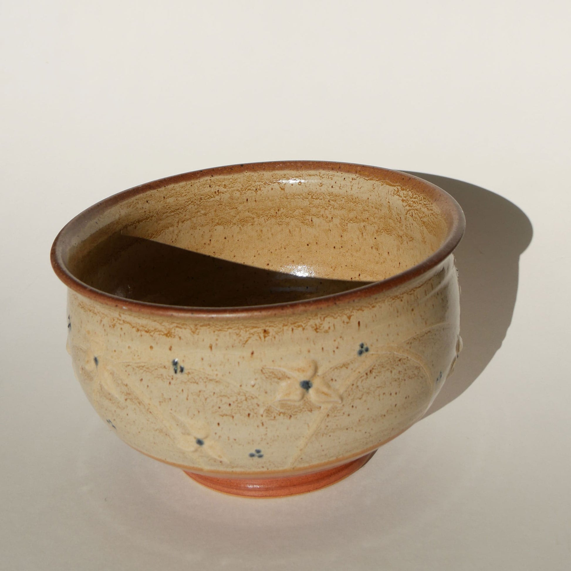 Vintage Brown and Blue Pottery Bowl Vintage Two Tone Brown Pottery Bowl