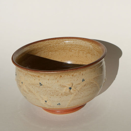 Vintage Brown and Blue Pottery Bowl Vintage Two Tone Brown Pottery Bowl