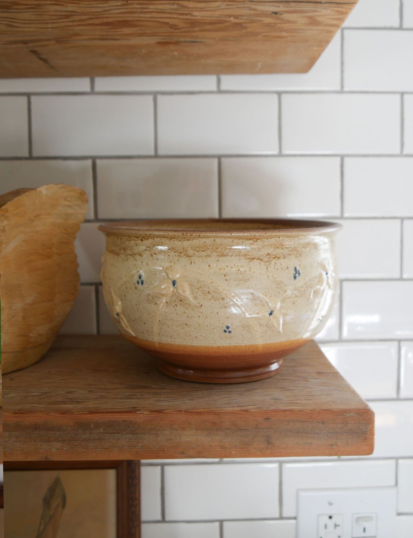 Vintage Brown and Blue Pottery Bowl Vintage Two Tone Brown Pottery Bowl