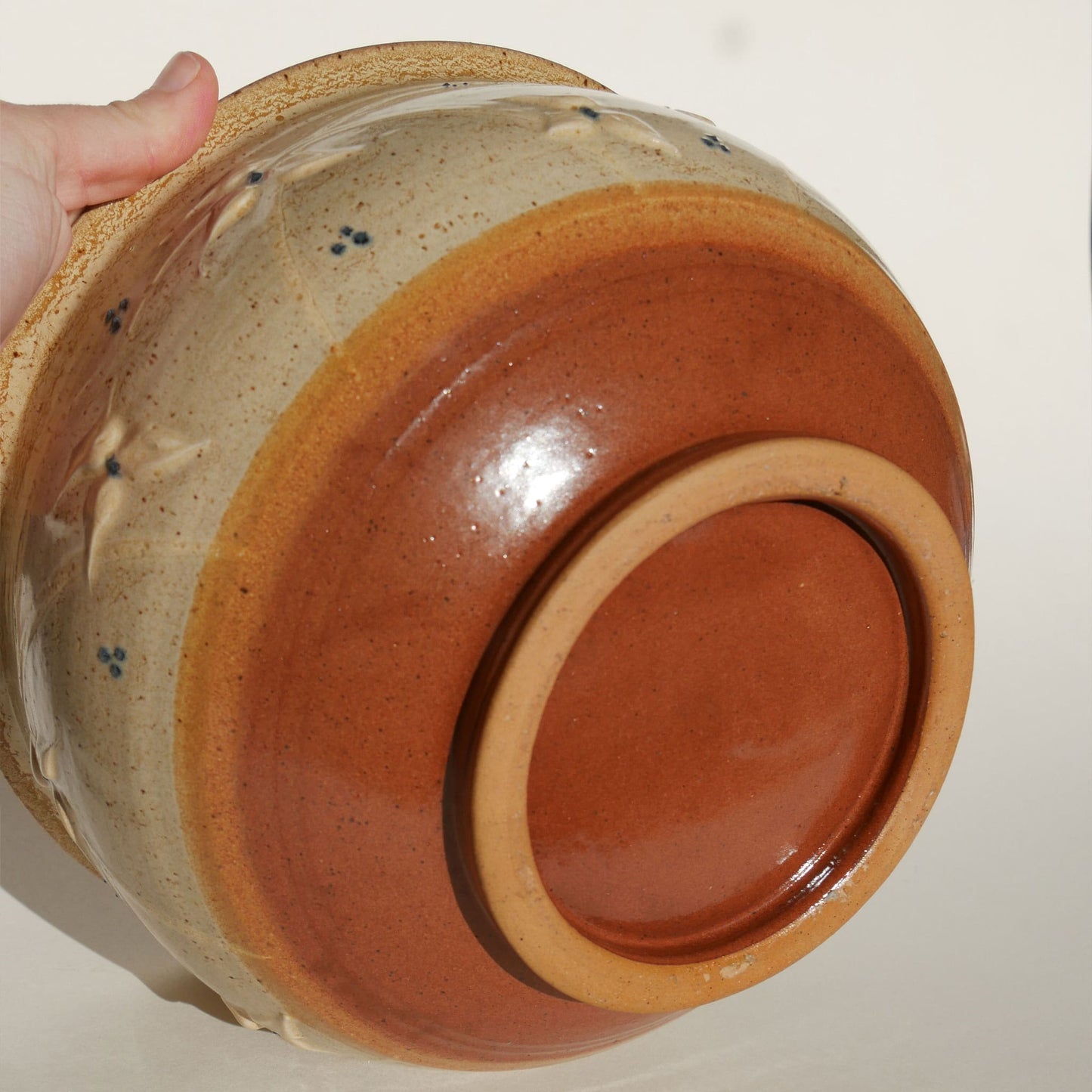 Vintage Brown and Blue Pottery Bowl Vintage Two Tone Brown Pottery Bowl
