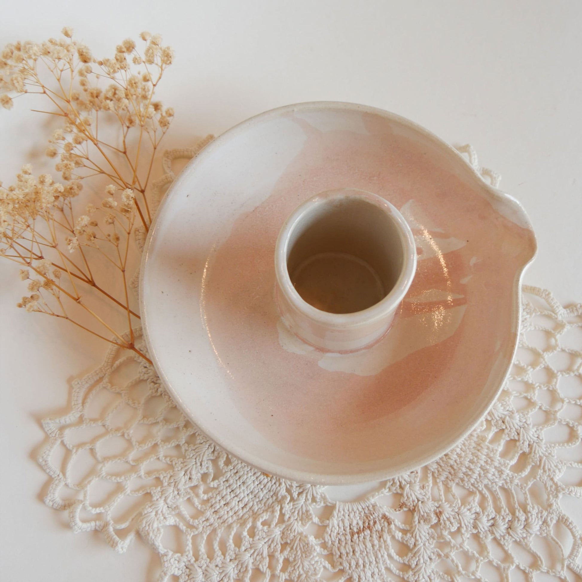 Ceramic Pottery Upright Chicken Cooker Roaster, Beige & Pink Vintage Pink Pottery Vase