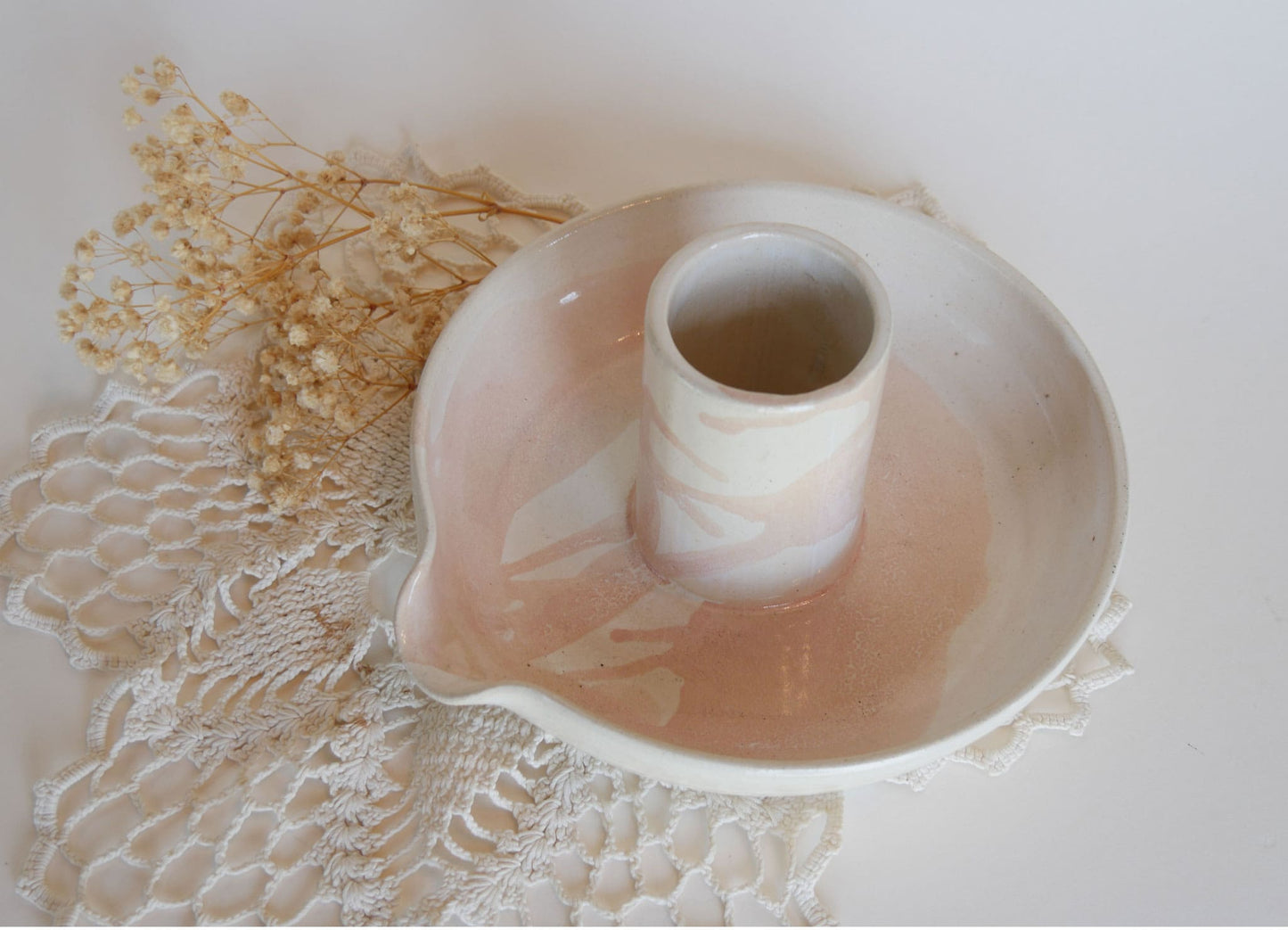 Ceramic Pottery Upright Chicken Cooker Roaster, Beige & Pink Vintage Pink Pottery Vase