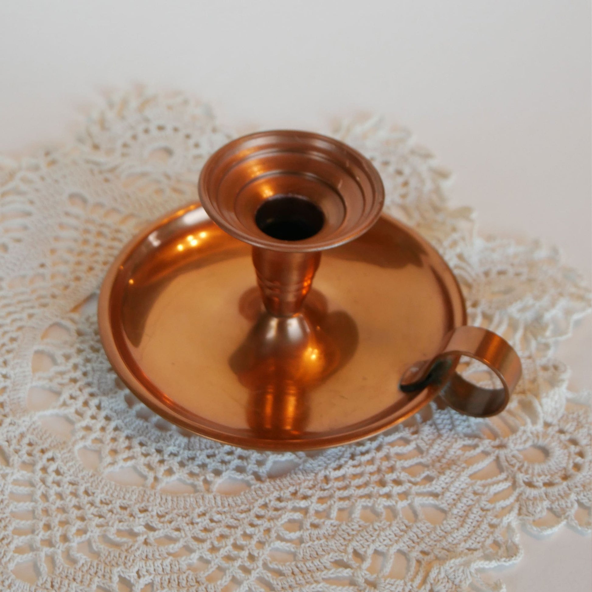 Vintage Copper Chamber Candlestick Holder, Vintage copper decor, vintage copper candlestick holder